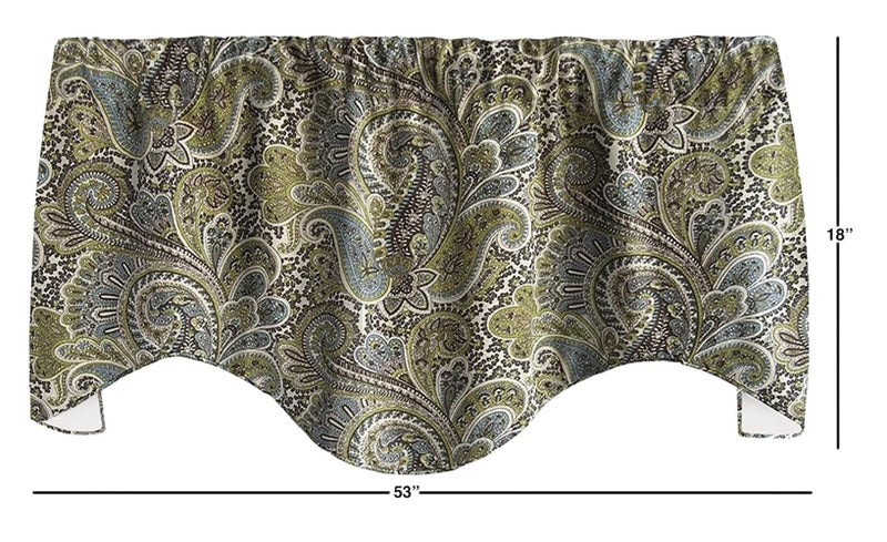 Decorative Things Window Valance Curtain for Kitchen, Living Room, Bedroom Drape Swag Short Curtains Rod Pocket Brown and Blue Window Treatment 53" x 18" - Image 4